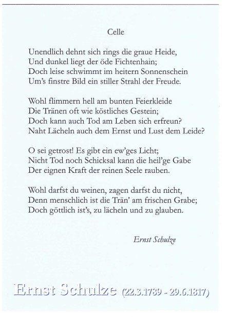 Gedicht "Celle" von Ernst Schulze